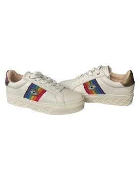 Kurt Geiger Brixton Evil Eye White Leather Platform Sneaker • BRAND NEW NO BOX